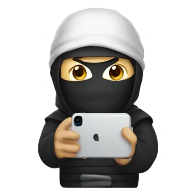A man dressed as a ninja with an iPhone  sticker