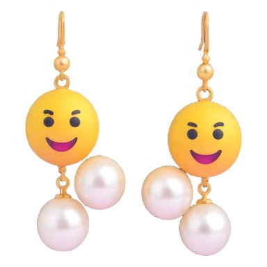 3D emoji-style pearl drop earrings, classic and elegant sticker