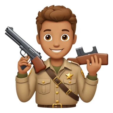 Cartoon character named Doddieman holding a gun sticker