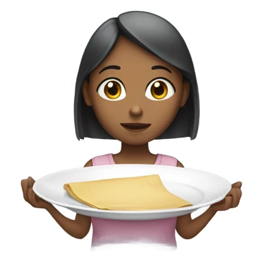 girl holding an empty plate sticker
