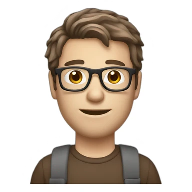 White male brown hair with glasses Python Dev holding Laptop sticker