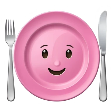 Pink plate, with fork and knife sticker