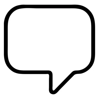 símbolo de comentário visto de frente, 2D, branco, estilo icônico sticker