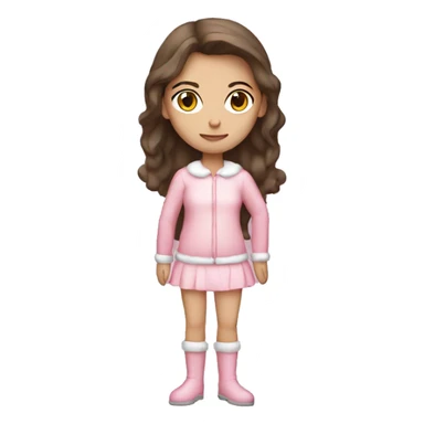 Full body brunette white girl in a light pink Santa outfit  sticker