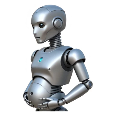Pregnant male robot emoji. Profile view. Facing left. Square head. 2d. Animated style- not CGI. sticker