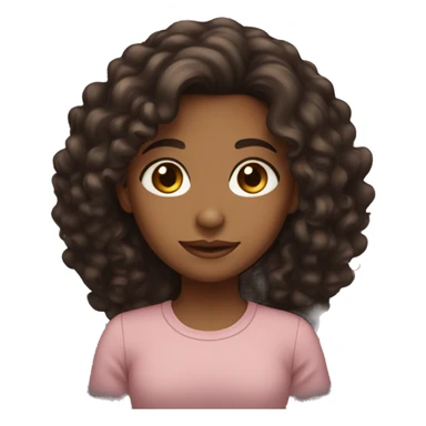 brown girl with long dark curly hair sticker