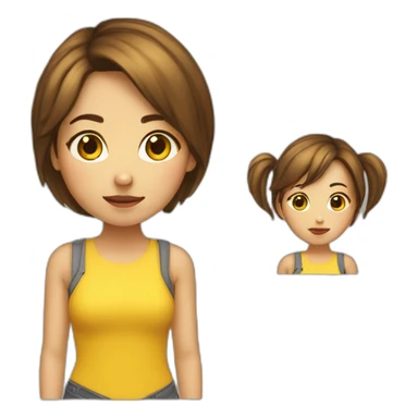 yellow sikn girl has a not so short brown hair sticker