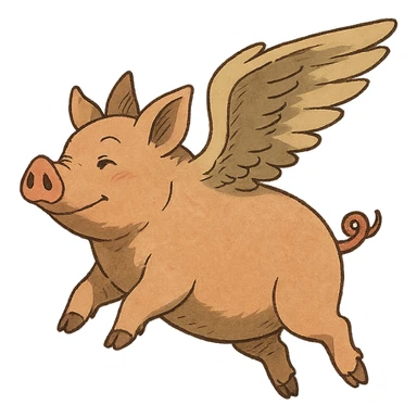 ghibli style flying pig with wings sticker