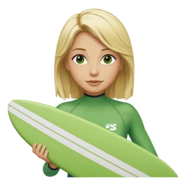 blonde hair green skin woman with surfboard sticker
