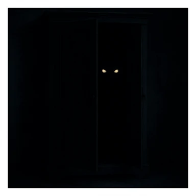 boogeyman's eyes peering from inside a dark wardrobe, only the glowing eyes visible, mysterious and spooky atmosphere sticker