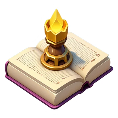 Clash of Clans aesthetic: Cinematic Playful 3D Isometric Spell Book Emoji, rendered in a 3D vector-style similar to standard emojis with minimal shading and bold, simplified shapes. A compact, distinct form with signature details, softly glowing with a fantasy RPG magic charm. Simplified yet unmistakably iconic, highly detailed and consistent, glowing with a soft radiance and high shine. Stylized with a touch of heroic grandeur and a soft glowing outline, capturing the essence of a beloved gaming relic with a friendly, playful manner! sticker