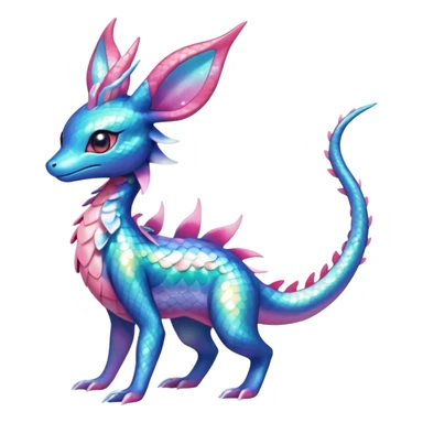 Colorful Shiny Exotic Amaura-Salandit-Aurorus-Sylveon-Fakémon-hybrid-creature (full body)  sticker