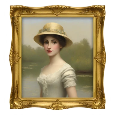 A gold picture frame with a Monet style painting in it.  sticker