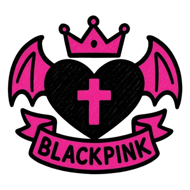 BLACKPINK-inspired gothic object, vibrant and bold, black and pink palette, pop colors style sticker