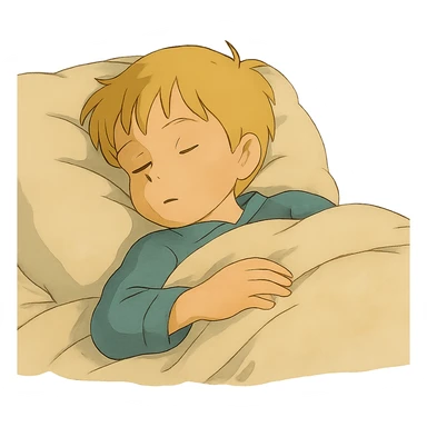 blonde boy sleeping in bed sticker