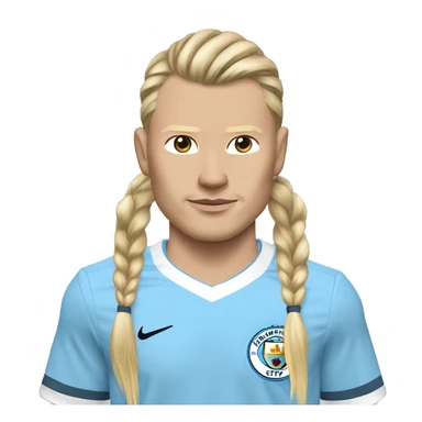Erling haaland in a man city shirt and long hair in a pony tail sticker