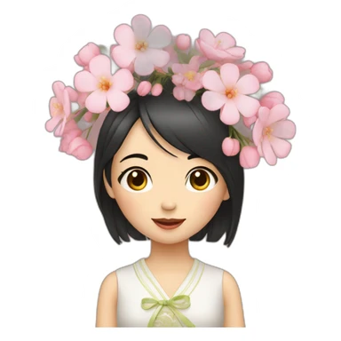 cute Chinese girl with bouquet sticker