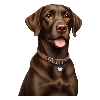 realistic dog portrait with collar as a puppy  chocolate lab  sticker