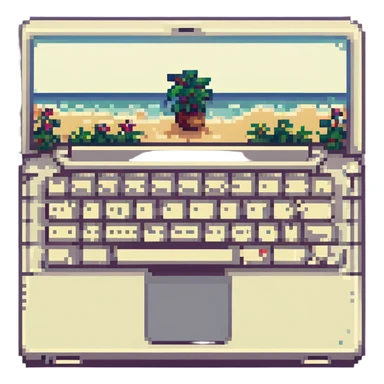 retro simple pixel art style laptop sticker