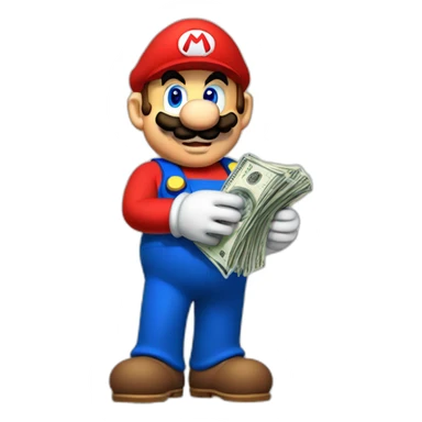 mario holding bills sticker