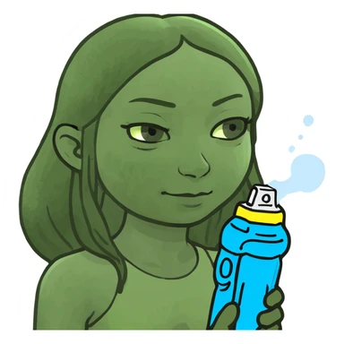 Girl meditating with a water gun in hand sticker