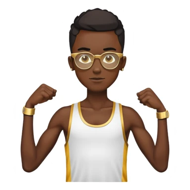 skinny black boy athlete in stringer with gold glasses sticker