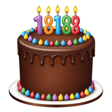 a big chocolate birthday cake with a number candle 8 on top sticker