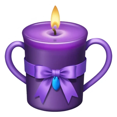 A cup of purple candle with purple ribbon wrapped around the cup. sticker