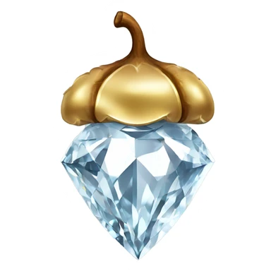 a Diamond Acorn, sparkling cut diamond, with stem of gold sticker
