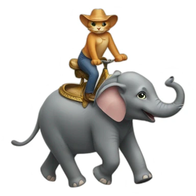 Cat riding on elephant  sticker