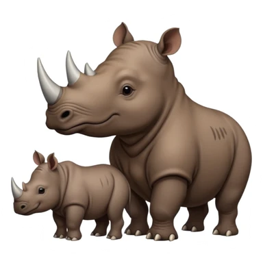 Dad rhino and baby rhino with mama bear and little bear sticker