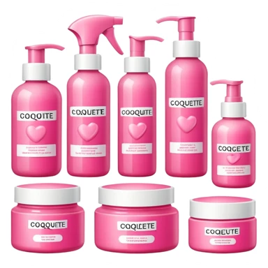 a collection of bright pink soft skincare and coqquette sticker