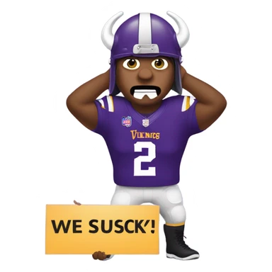 Minnesota Vikings person holding a sign that says we suck sticker
