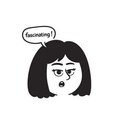 face with exaggerated eye roll and a speech bubble that says 'fascinating' in a sarcastic way sticker