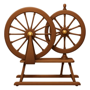 I want a traditional spinning wheel, with the wheel on the right or left and the flyer on the opposite. Shown from the side. sticker