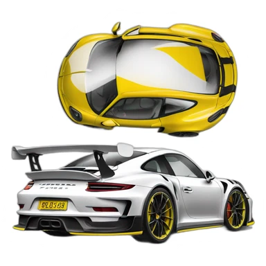 Porsche GT3 RS jaune et blanc  sticker