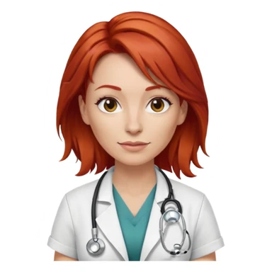 woman 40 ,red hair, rock style, doctor sticker