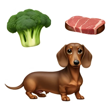 Dachshund with steak and broccoli  sticker