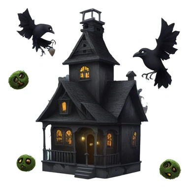 Nevermore Academy. Haunted Addams house. birdhouse slightly mossy and spider webs  sticker