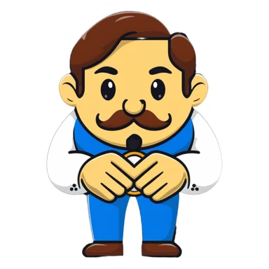 italian man Luigi Mangione with mustache wearing a large gold wedding band ring sticker