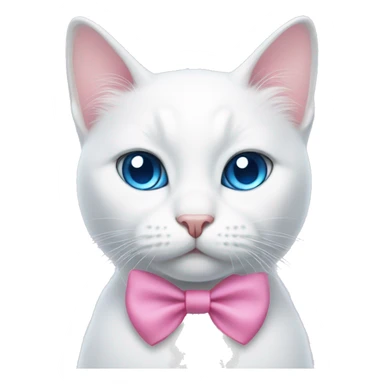 white cat with a pink bow and blue eyes sticker