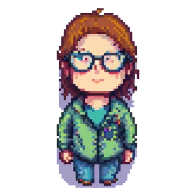 a smart person, pixel art style sticker