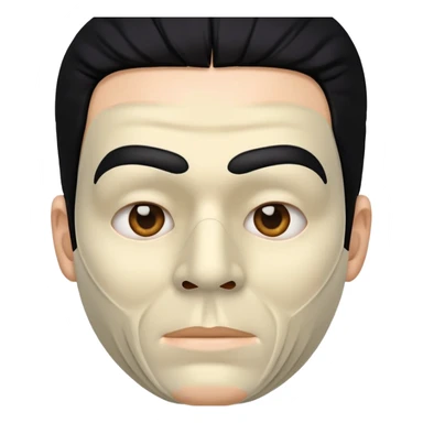 full face mask, shoulders, black hair, creepy man, 50 years old sticker