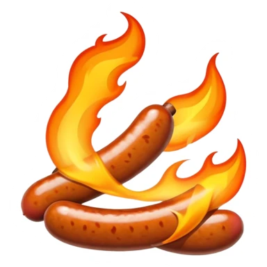 sausage with flame coming out of the top sticker