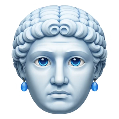 completely white ancient greece marble head sculpture with a blue aura around the background of it sticker