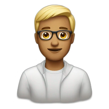 a guy using apple glasses sticker