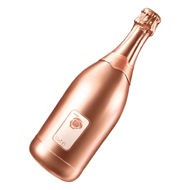 Realistic rose gold metal champagne bottle sticker