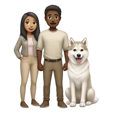 Human Couple and beige light Husky siberian  sticker