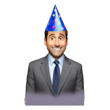 Excited Michael Scott with a party hat sticker