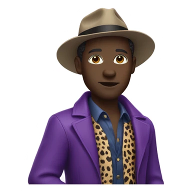black man with a fedora, cane, and purple cheetah jacket  sticker
